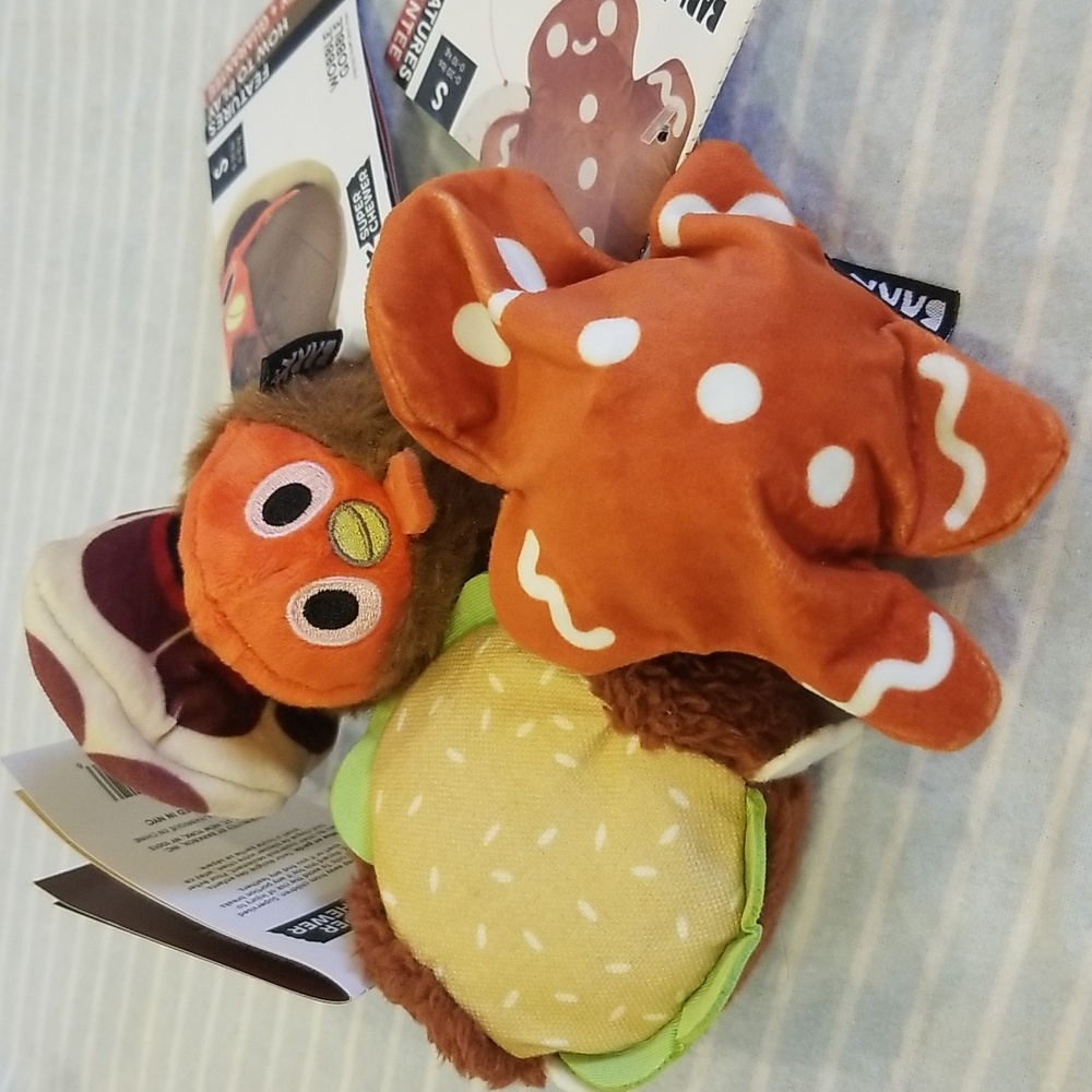 3 Bark Super Chewer small Dog Toys Wobble Gobble Gingerball Man Turkey Barker